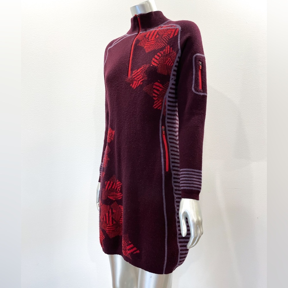 Title Nine Wool Super Power 1/4 Zip Dress colorblock floral SMALL